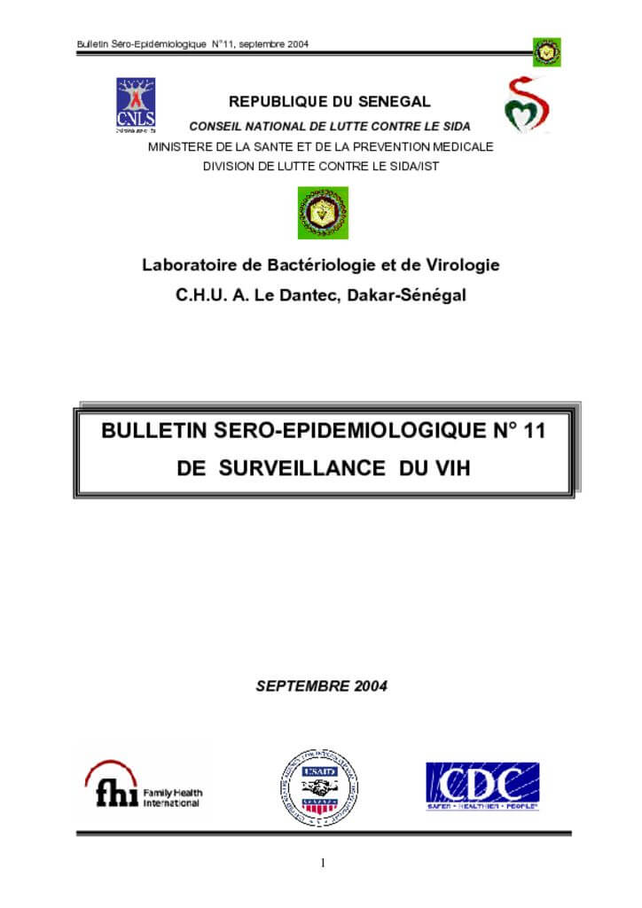thumbnail of Bulletin sero-épidémiologique N°11 de surveillance du Vih 2004